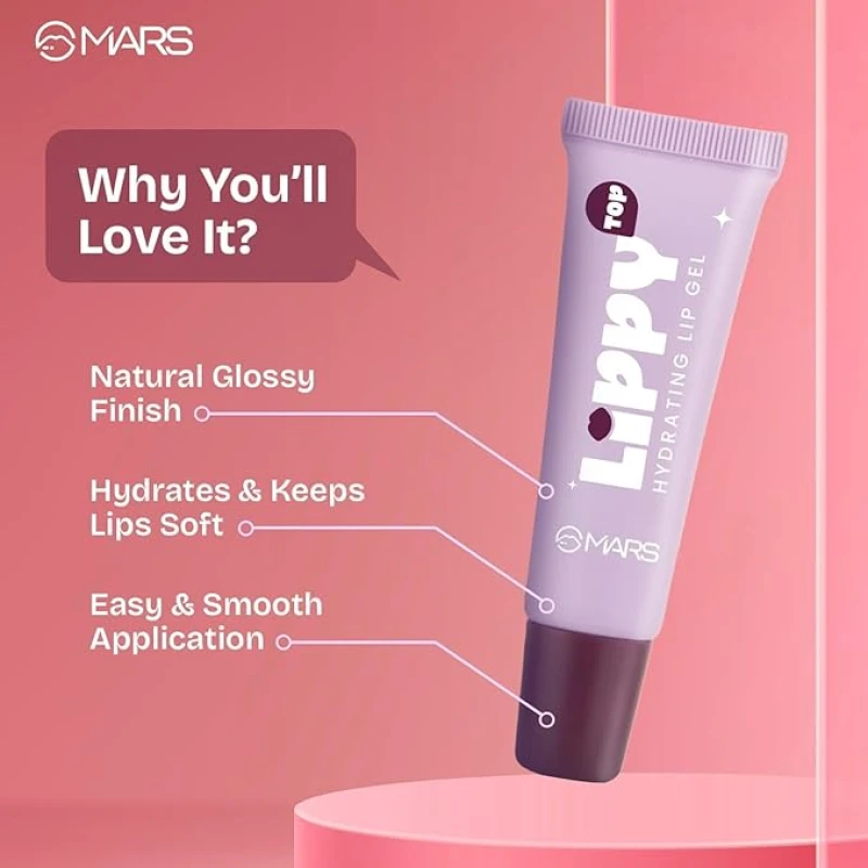 MARS Lippy Top Hydrating Lip Gel (10ml) (04-ZESTY CRANBERRY) | Nourished With Vitamin-E & Shea Butter | Long Lasting Hydration | Glossy Finish | Easy to Apply thumbnail 6